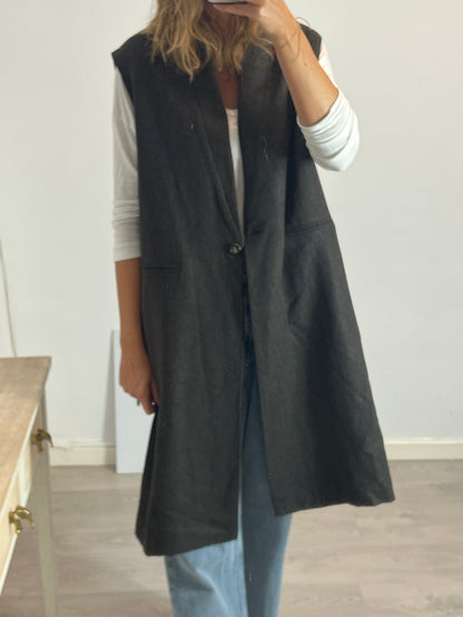 NÍCOLI. Chaleco marrón jaspeado. TU (S/M)