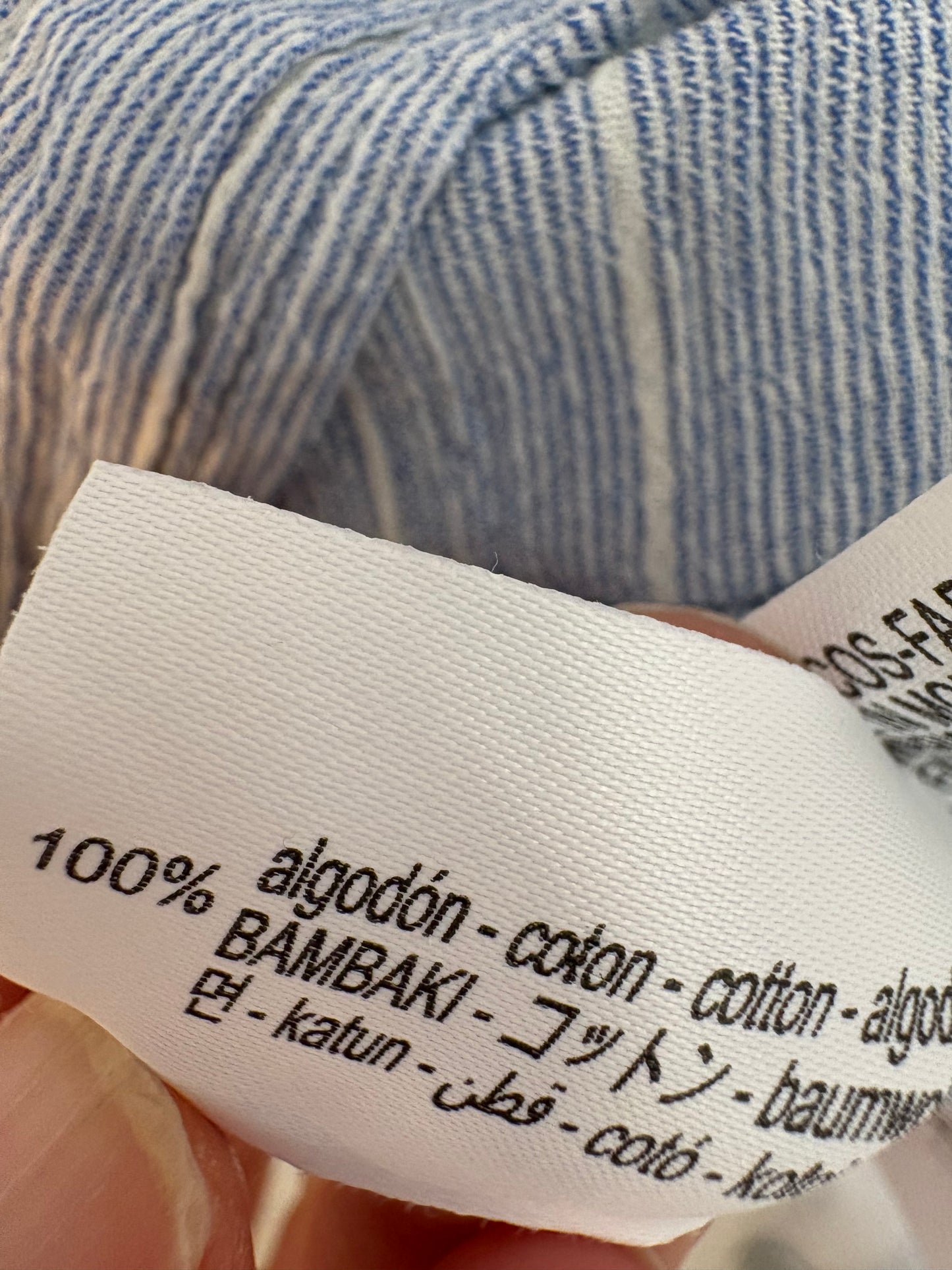 ZARA. Blusa azul rayas algodón