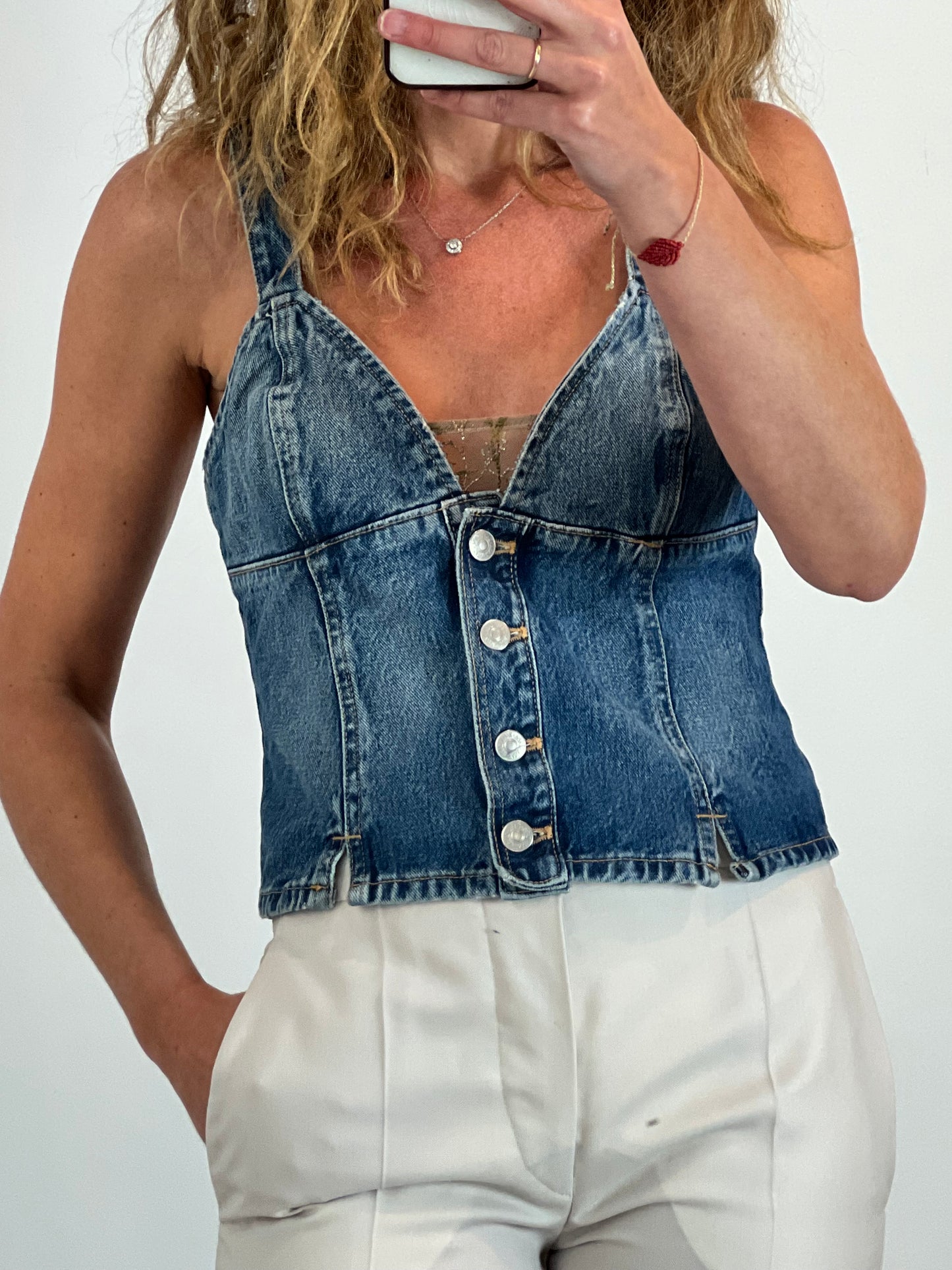 ZARA. Top denim abotonado T.m