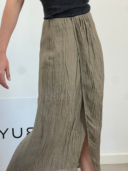 MASSIMO DUTTI. Falda midi lino cruzada. T S