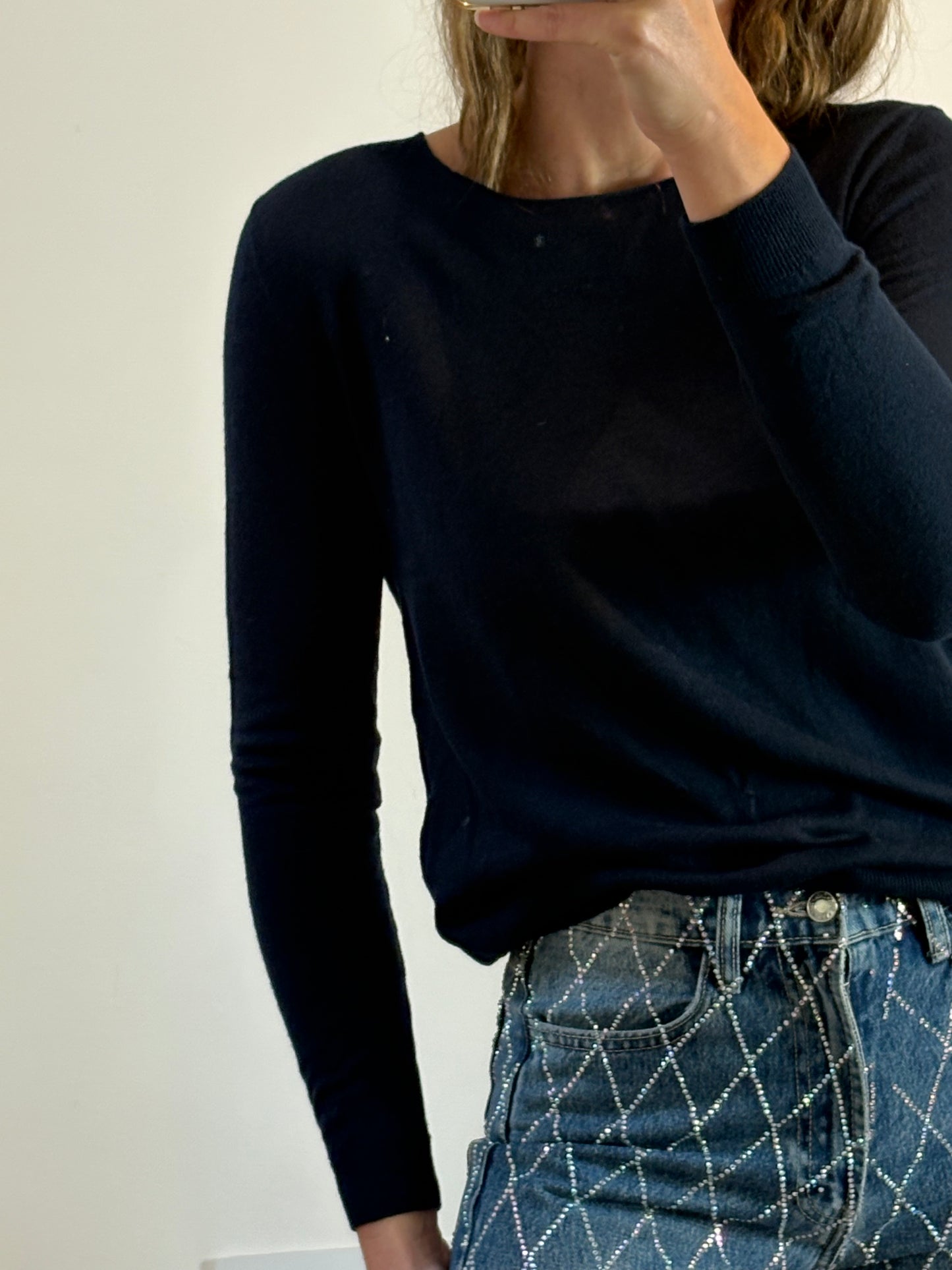 AMERICAN VINTAGE. Jersey azul marina con lana