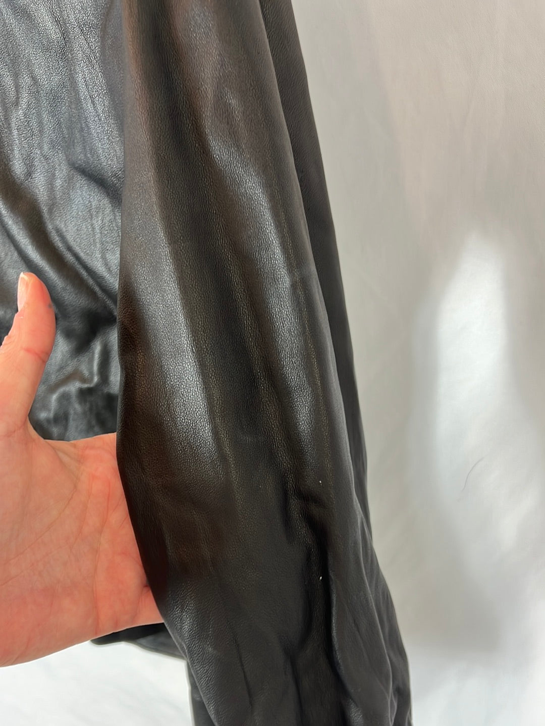 &amp;OTHER STORIES. Black leather overshirt, size 40