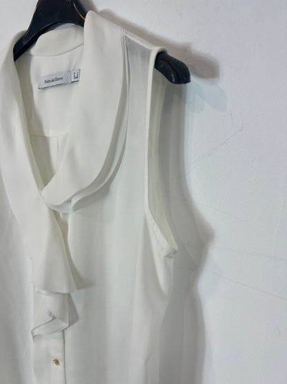 PEDRO DEL HIERRO. Flowy sleeveless blouse with ruffles. TS