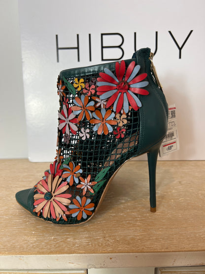 ZARA. Green leather mesh ankle boots, size 36