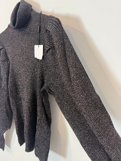 PEDRO DEL HIERRO. Jersey cuello alto hilos brillo. T S