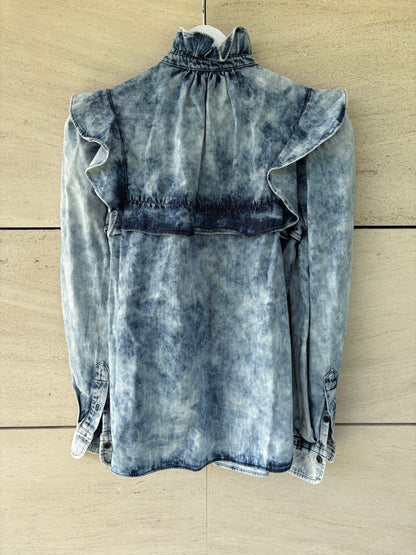ISABEL MARANT ÉTOILE. Blusa denim volantes. T XS/S