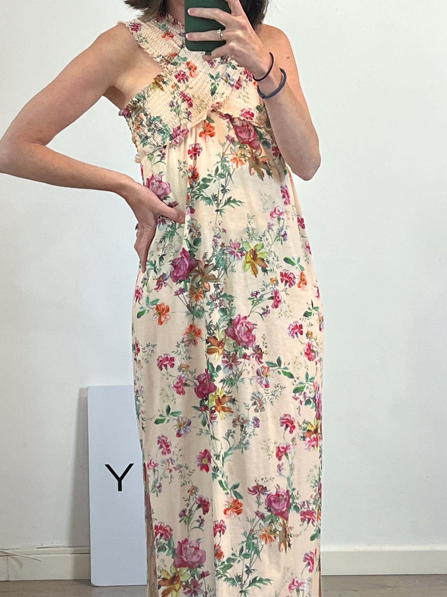 ZARA. Honeycomb neckline dress. TS