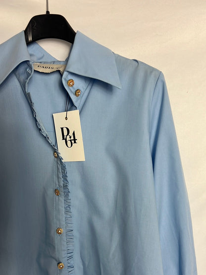 PARIS 64. Camisa azul botones pedrería. T M