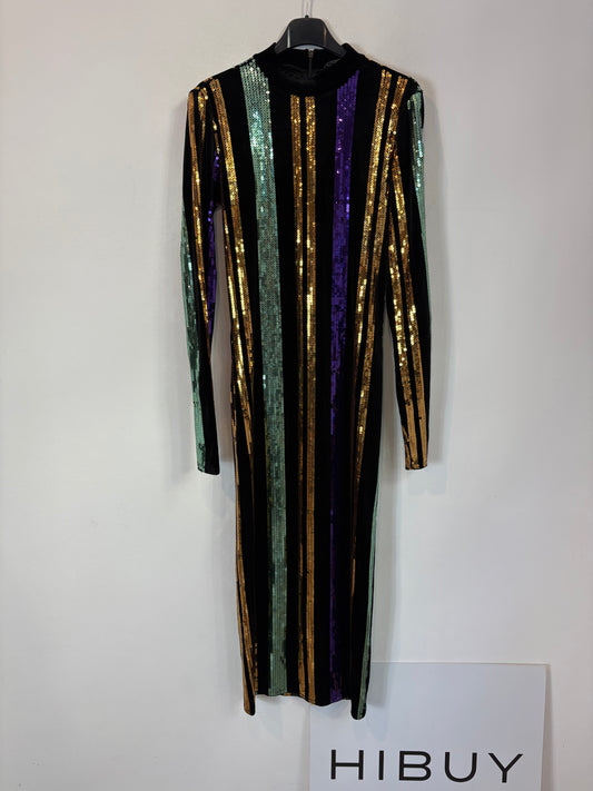 ZARA. Vestido negro lentejuelas T.s