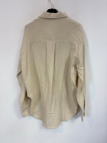 MANGO. Blusa beige algodón