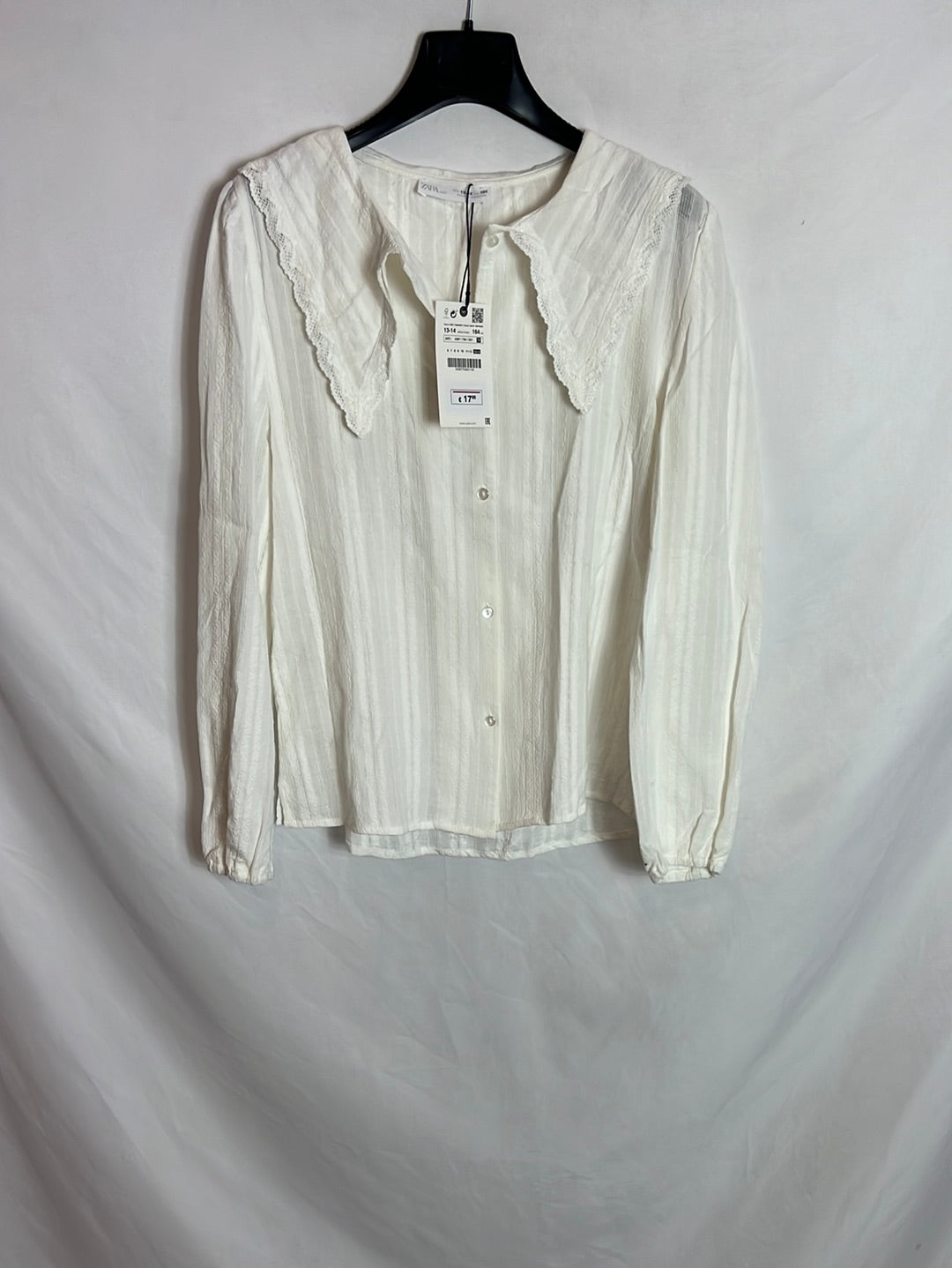 ZARA. Camisa blanca bordada   T 13.14 años (S)