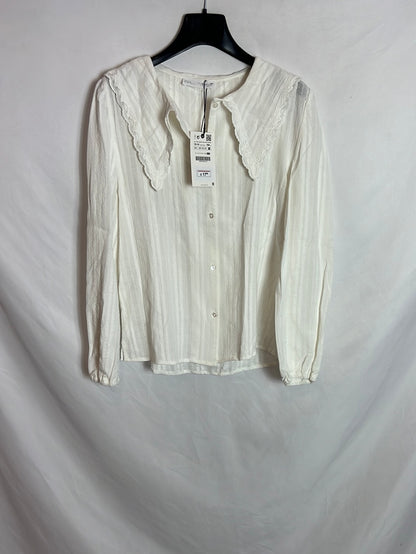 ZARA. Camisa blanca bordada   T 13.14 años (S)