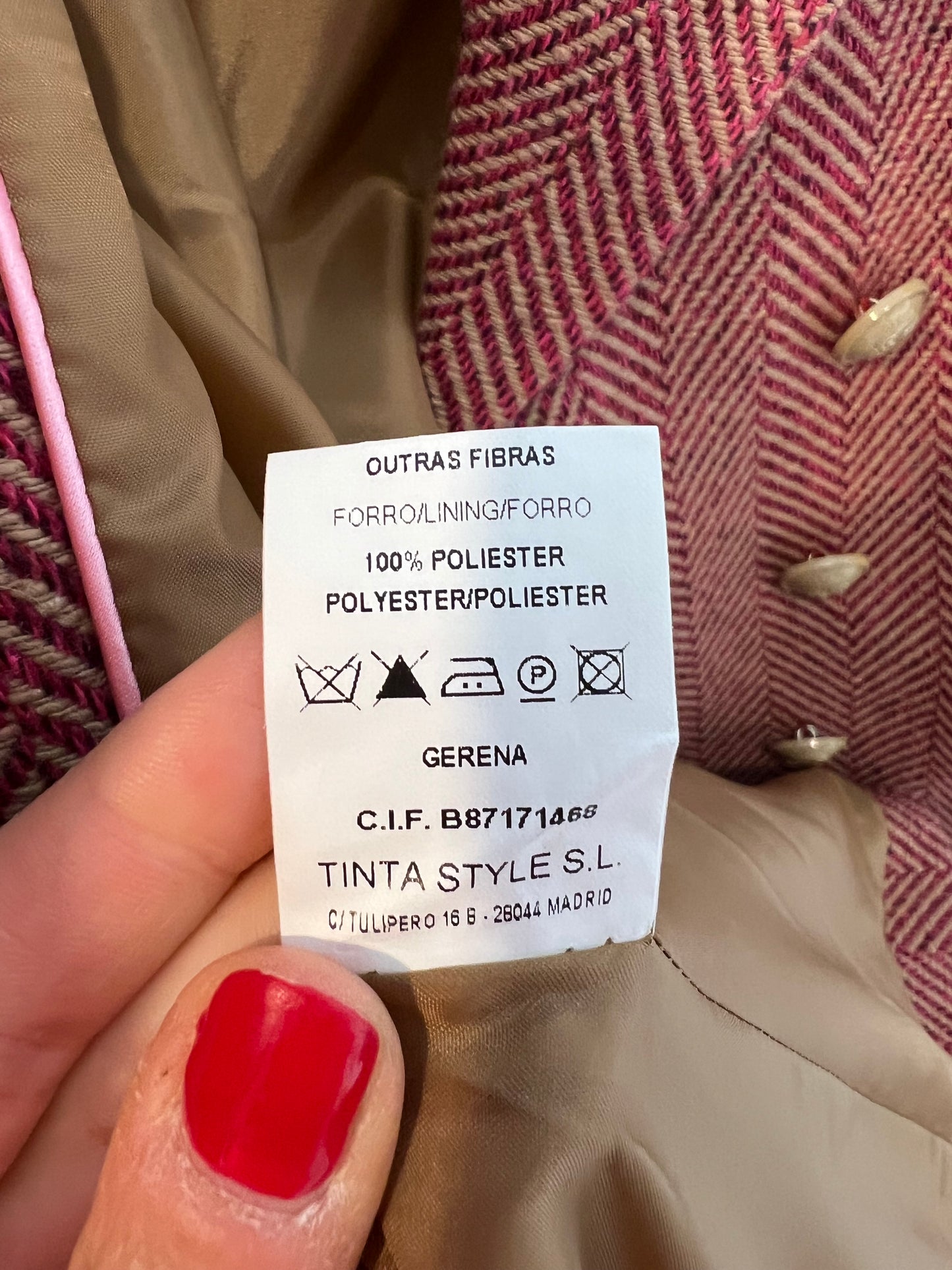 BARILOCHE. Blazer espiga roja y beige T.38