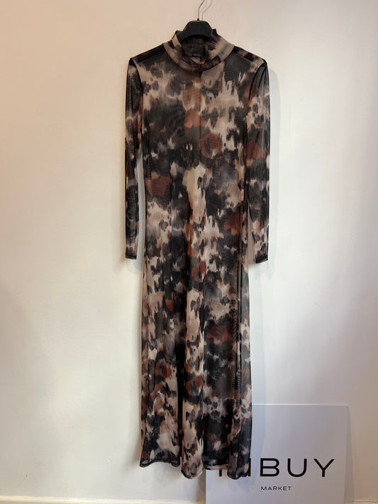 ORAS. Vestido largo elástico semitransparente. T S