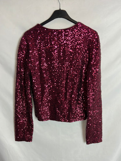 FROM PETITS HAUTS. Pink sequin jacket. T 1(S)