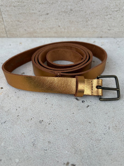 FORTE FORTE. Gold leather belt. TS/M
