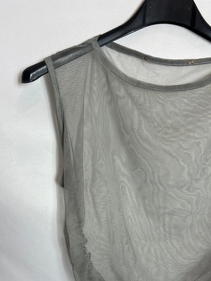 OTRAS. Top gris claro tul. T S