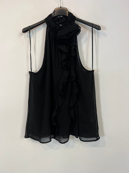 ZARA. Top negro flor T.s