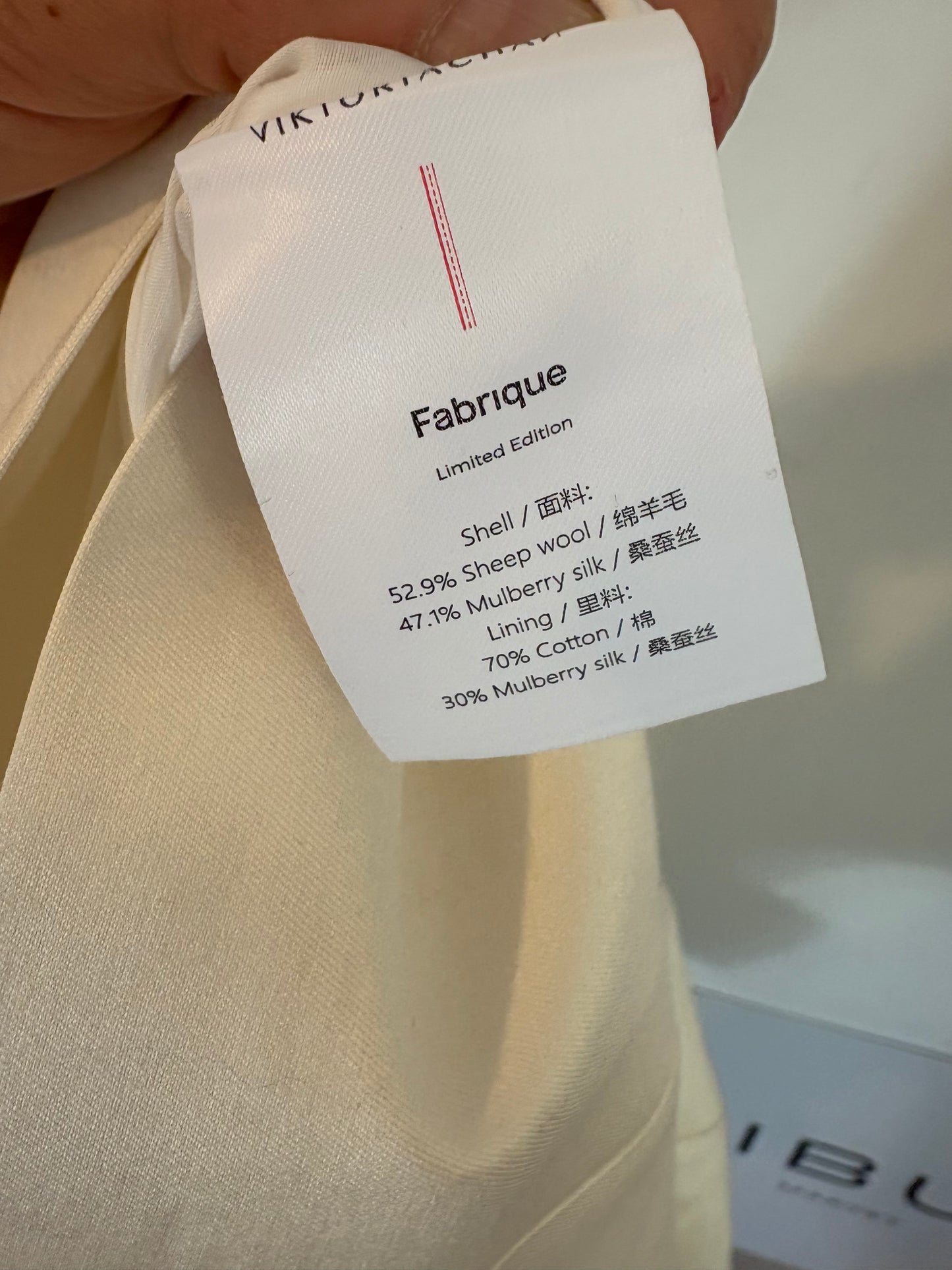 FABRIQUE by VIKTORIA CHAN. Asymmetrical ecru silk top. Size 2 (M)