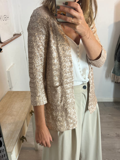 HAKEI. Blazer beige lentejuelas T.l
