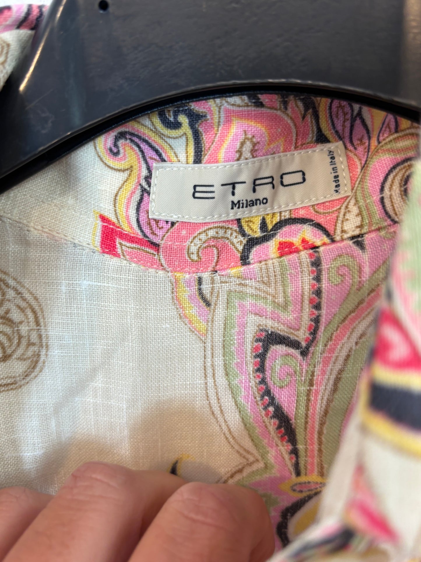 ETRO. Printed linen shirt. Size 34