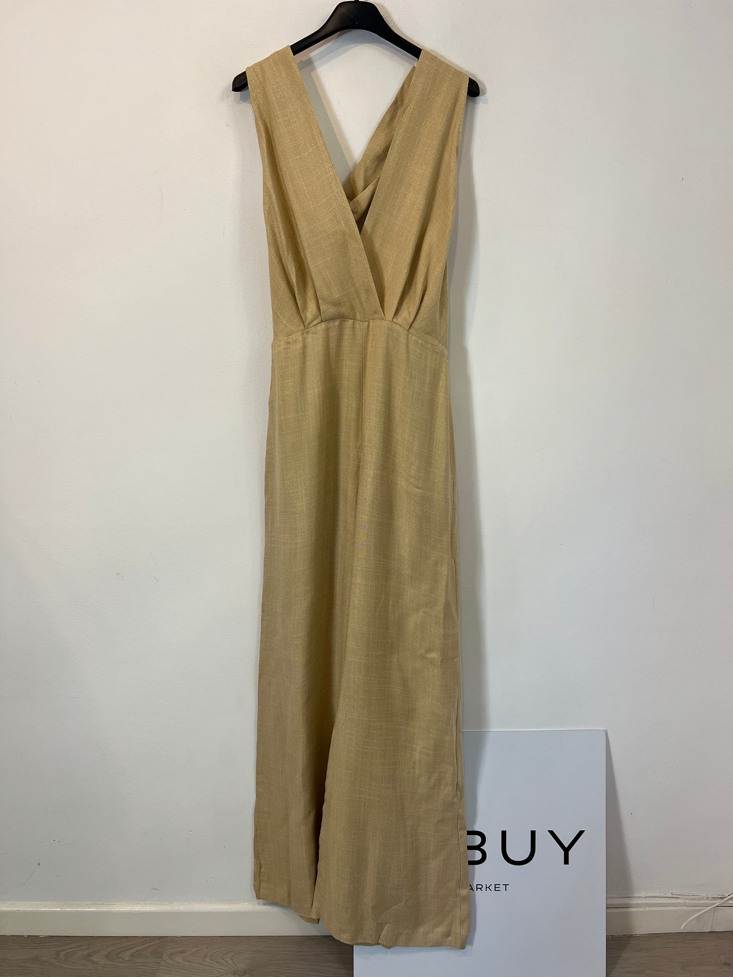 SEZANE EDITIONS. Long fluid beige jumpsuit T.36