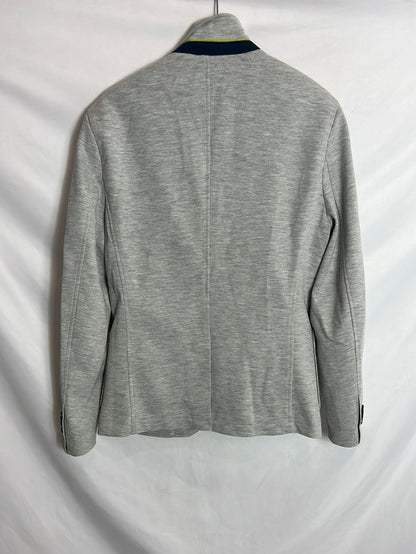 RESERVED. Heathered gray blazer with fluorescent details. TS