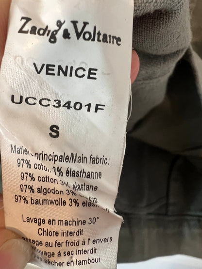 ZADIG & VOLTAIRE. Chaqueta verde encerada. T S