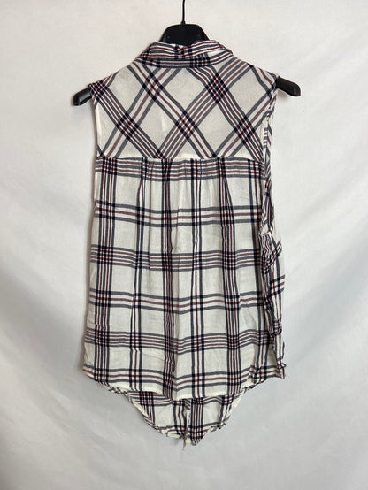 TALLY WIJL. Camisa sin mangas cuadros T.XL