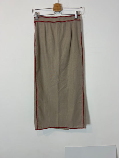 IPA BRAND. Falda beige ribetes T.xs