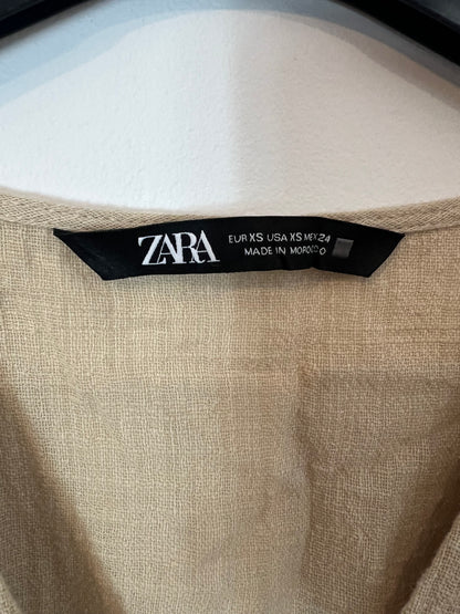 ZARA. Top beige textura T.xs