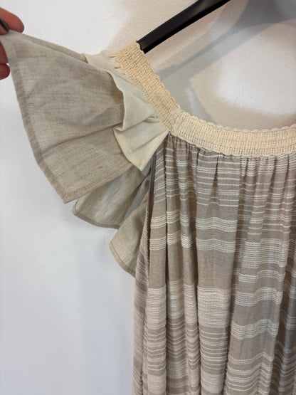 ZARA. Vestido largo beige texturas. T S