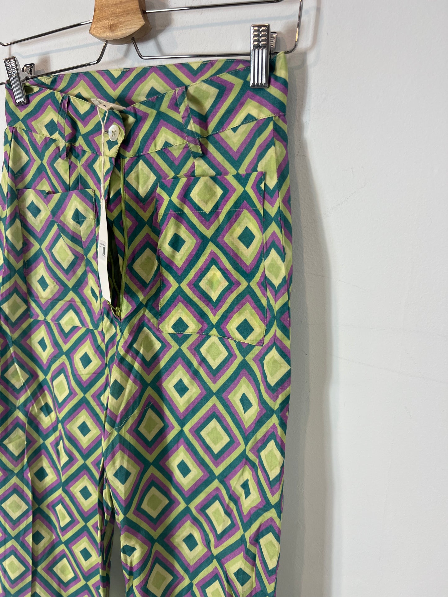 MARIA DE LA ORDEN. Total look with retro green print TM (XS/S)