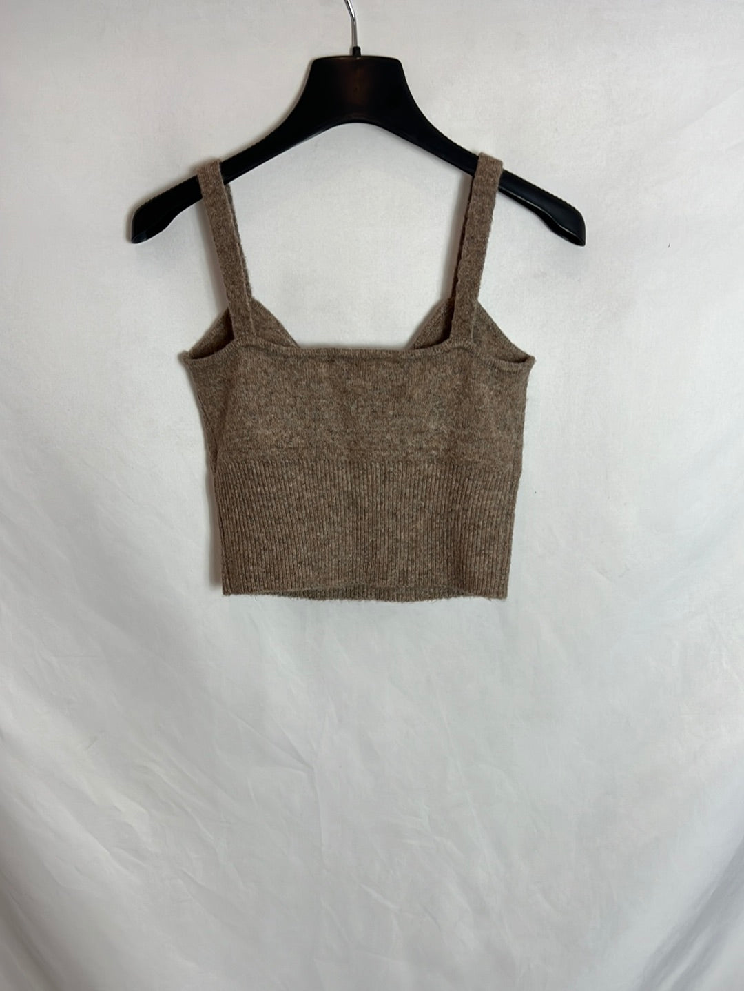 ZARA. Croptop punto beige T.s