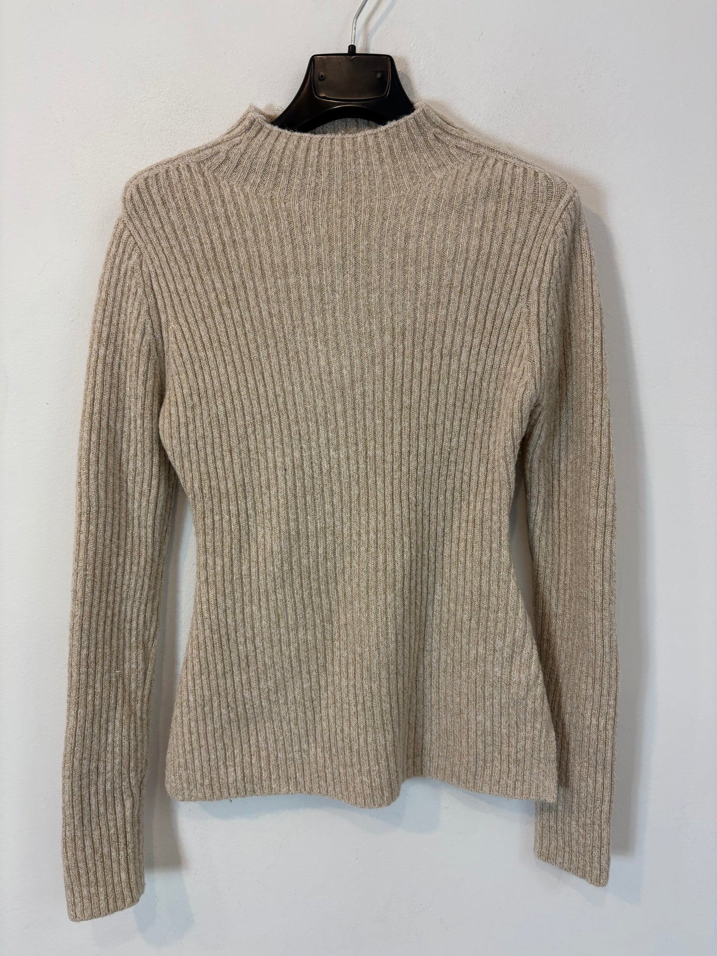 MANGO. Beige ribbed sweater with threads. TS