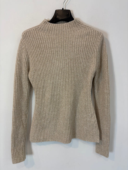 MANGO. Beige ribbed sweater with threads. TS