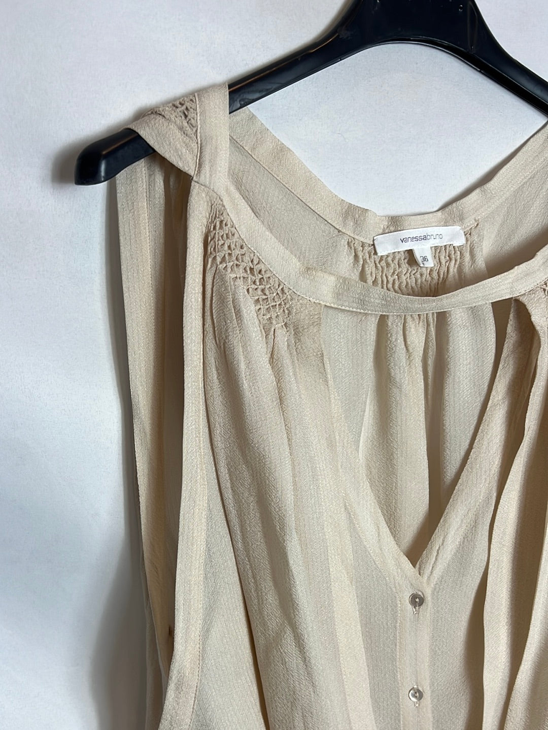 VANESSA BRUNO. Blusa beige textura T.36