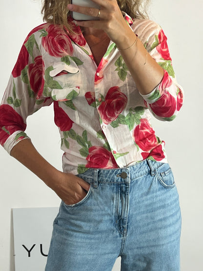 OTHER. Floral print cotton blouse. Size 40