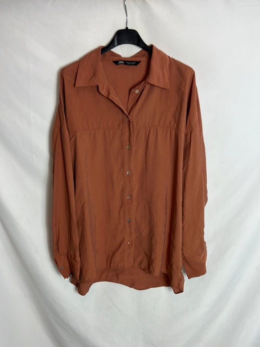 ZARA. Blusa caldero  fluida. T L