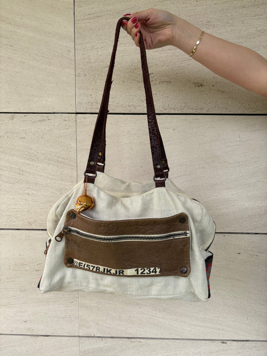 CATHERINE PARRA. Bolso tele y piel