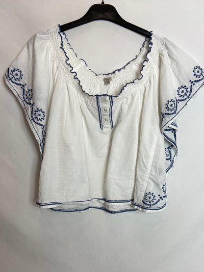 ECOTÉ. Top blanco bordado  T.S