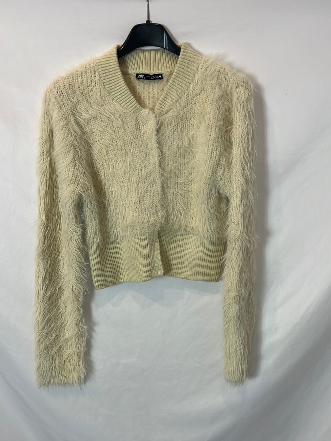 ZARA. Beige furry Ts sweater