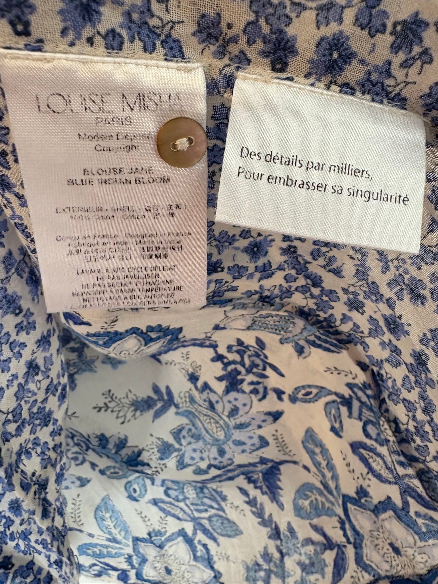 LOUISE MISHA. Blusa texturas estampado azules