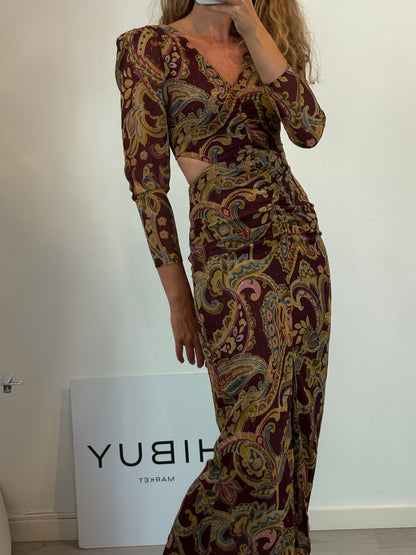 SILBON. Vestido estampado aberturas