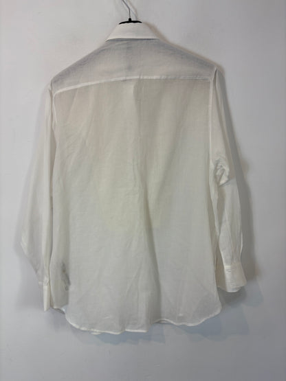 MASSIMO DUTTI. Blusa blanca algodón textura
