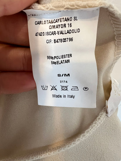 CARLOTA&amp;CO. Slightly flared beige trousers. TS/M