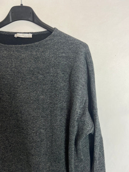 ZARA. Jersey gris largo aperturas. T S