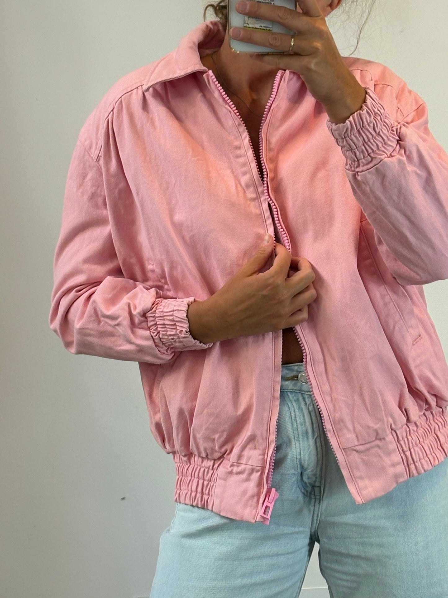 BIMBA Y LOLA. Pink quilted denim jacket. TS