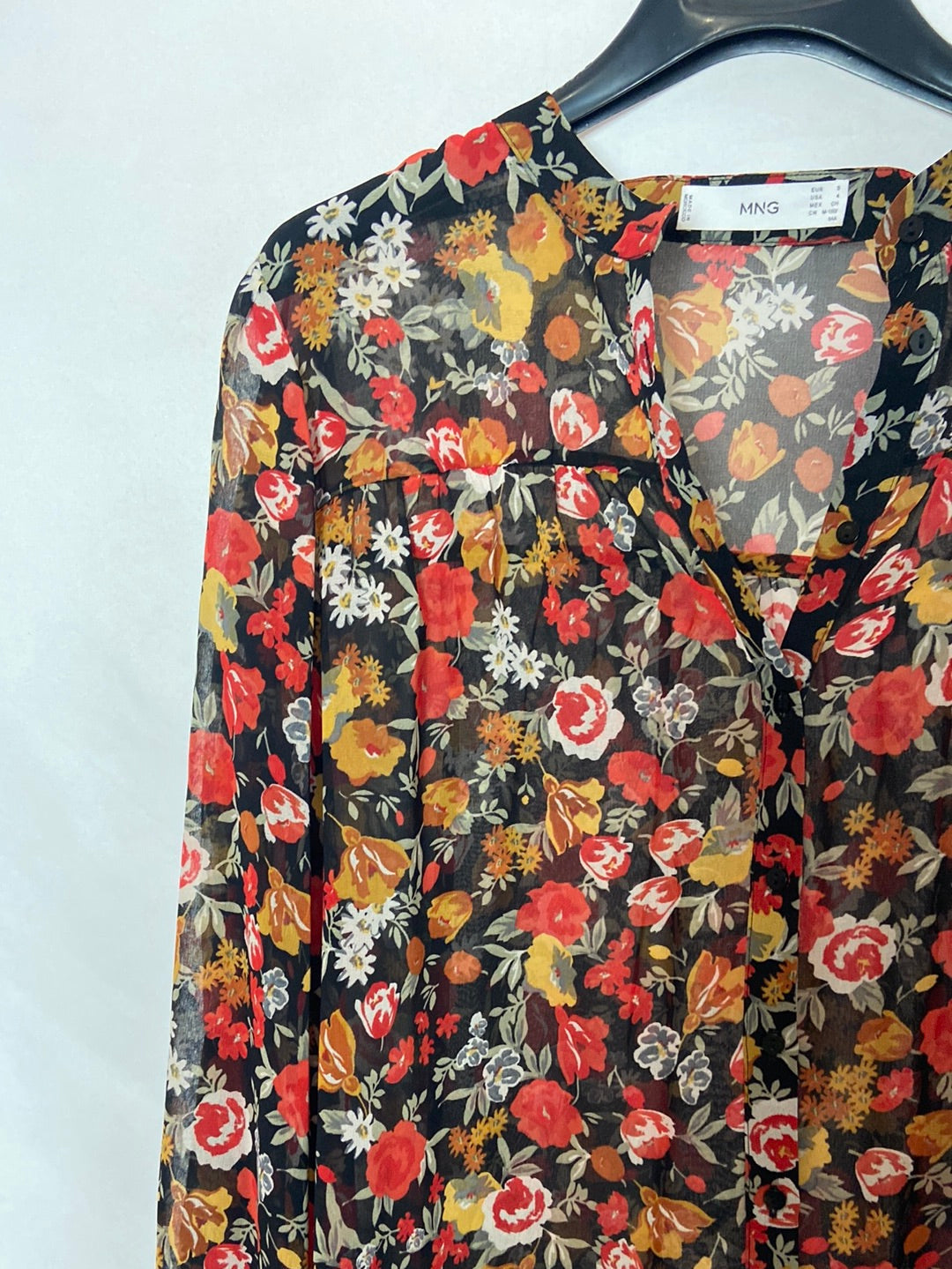 MANGO. Transparent TS flower shirt