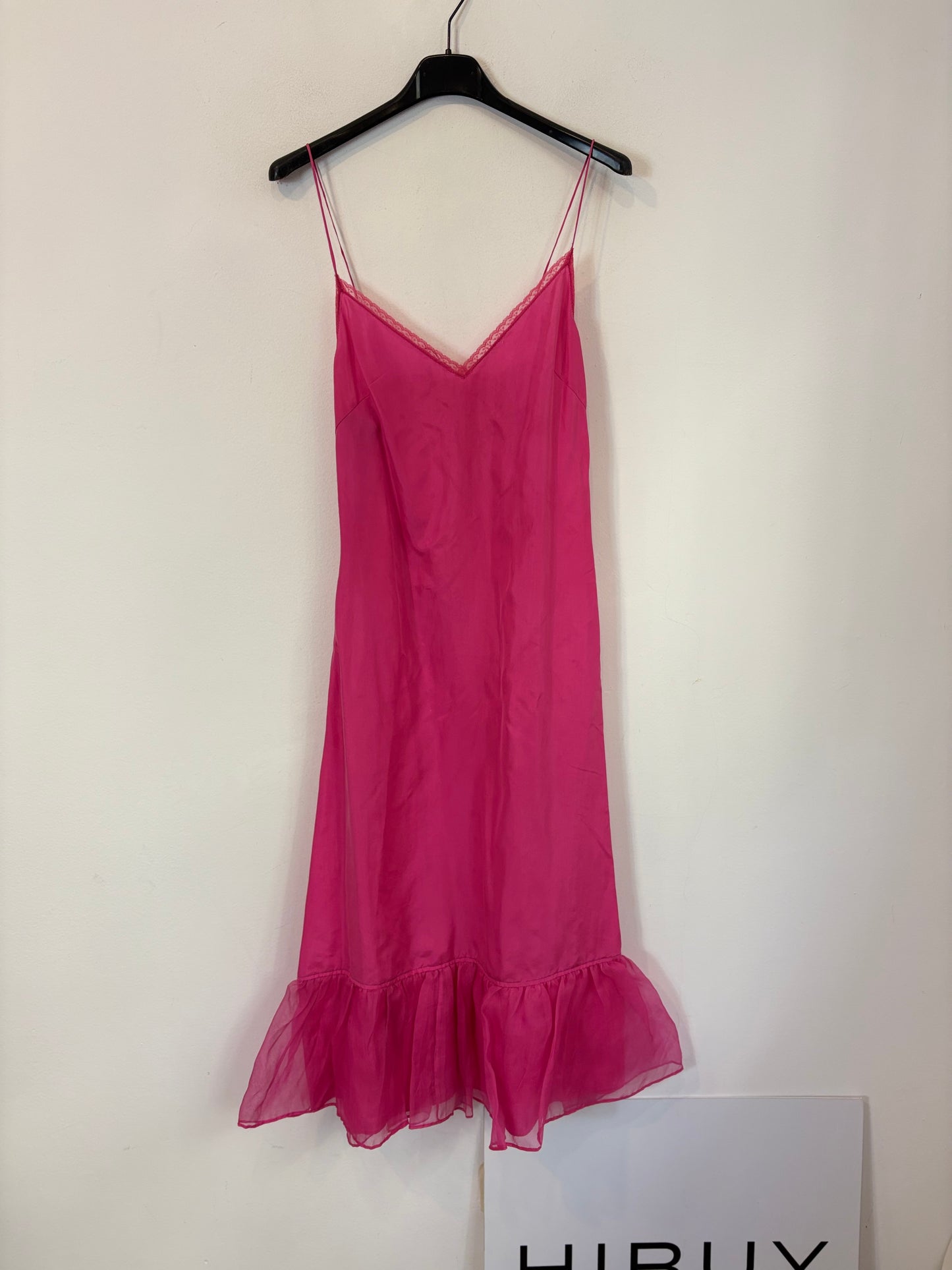 Vestido seda vintage fucsia